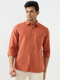 Men Shirt Orange Slim Fit