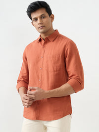 Men Shirt Orange Slim Fit
