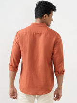 Men Shirt Orange Slim Fit