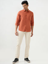 Men Shirt Orange Slim Fit