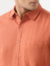 Men Shirt Orange Slim Fit