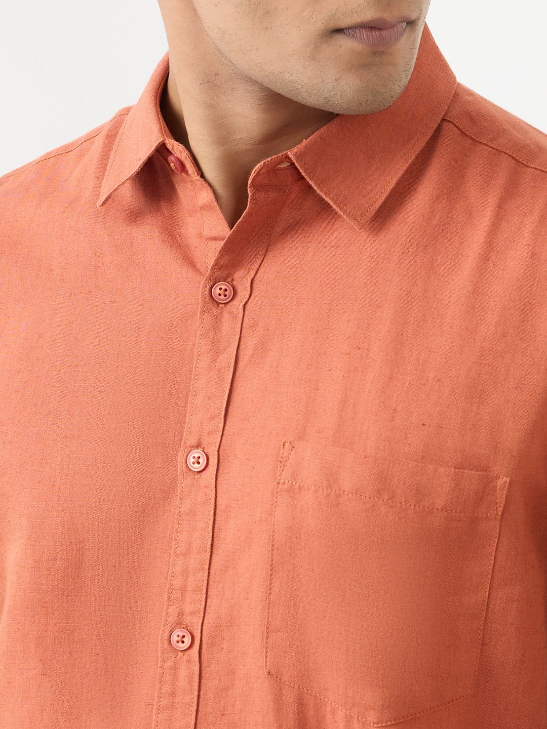 Men Shirt Orange Slim Fit