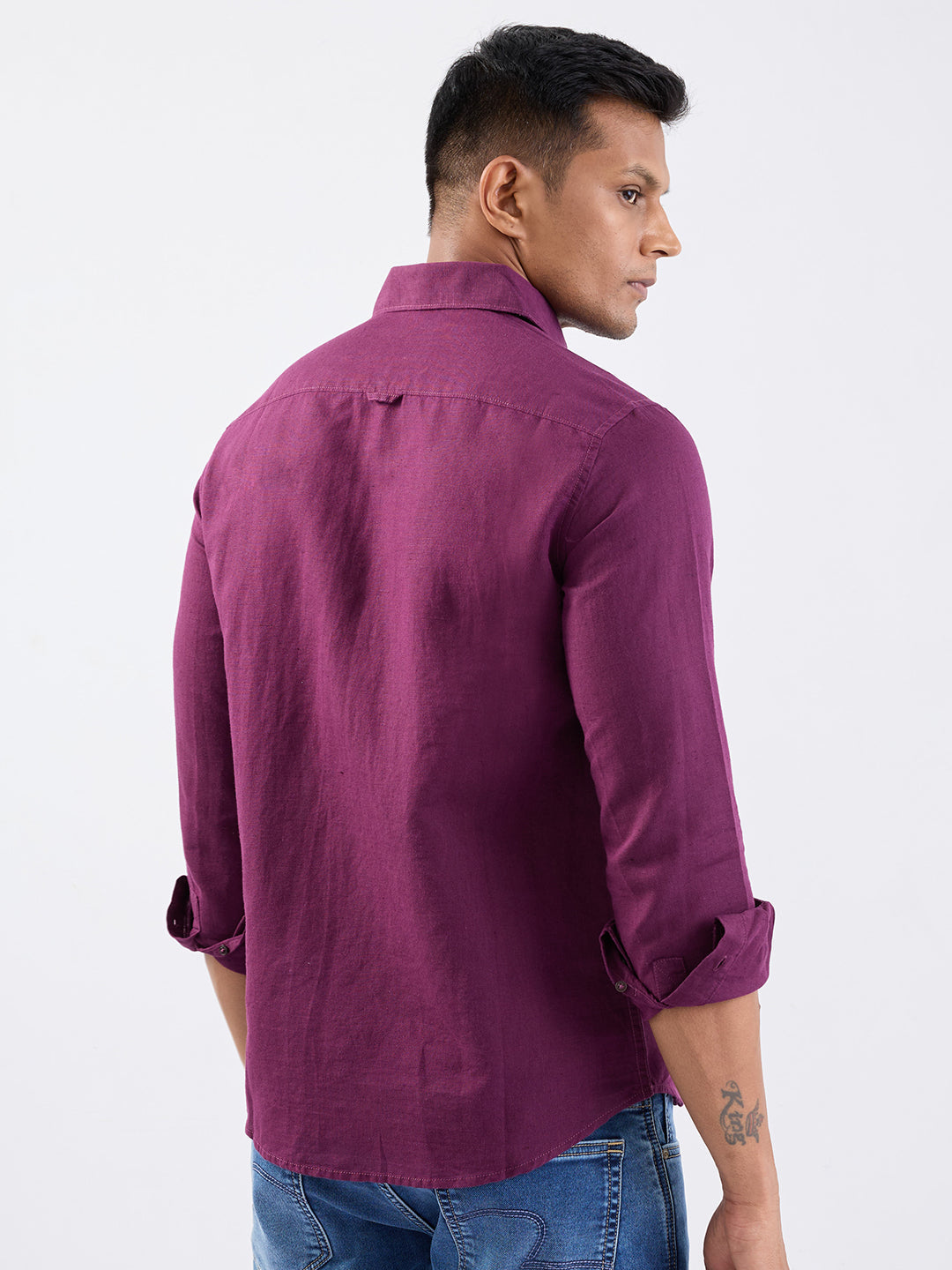 Spykar Plum Red Slim Fit Casual Shirts For Men