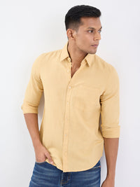 Men Shirt Beige Slim Fit