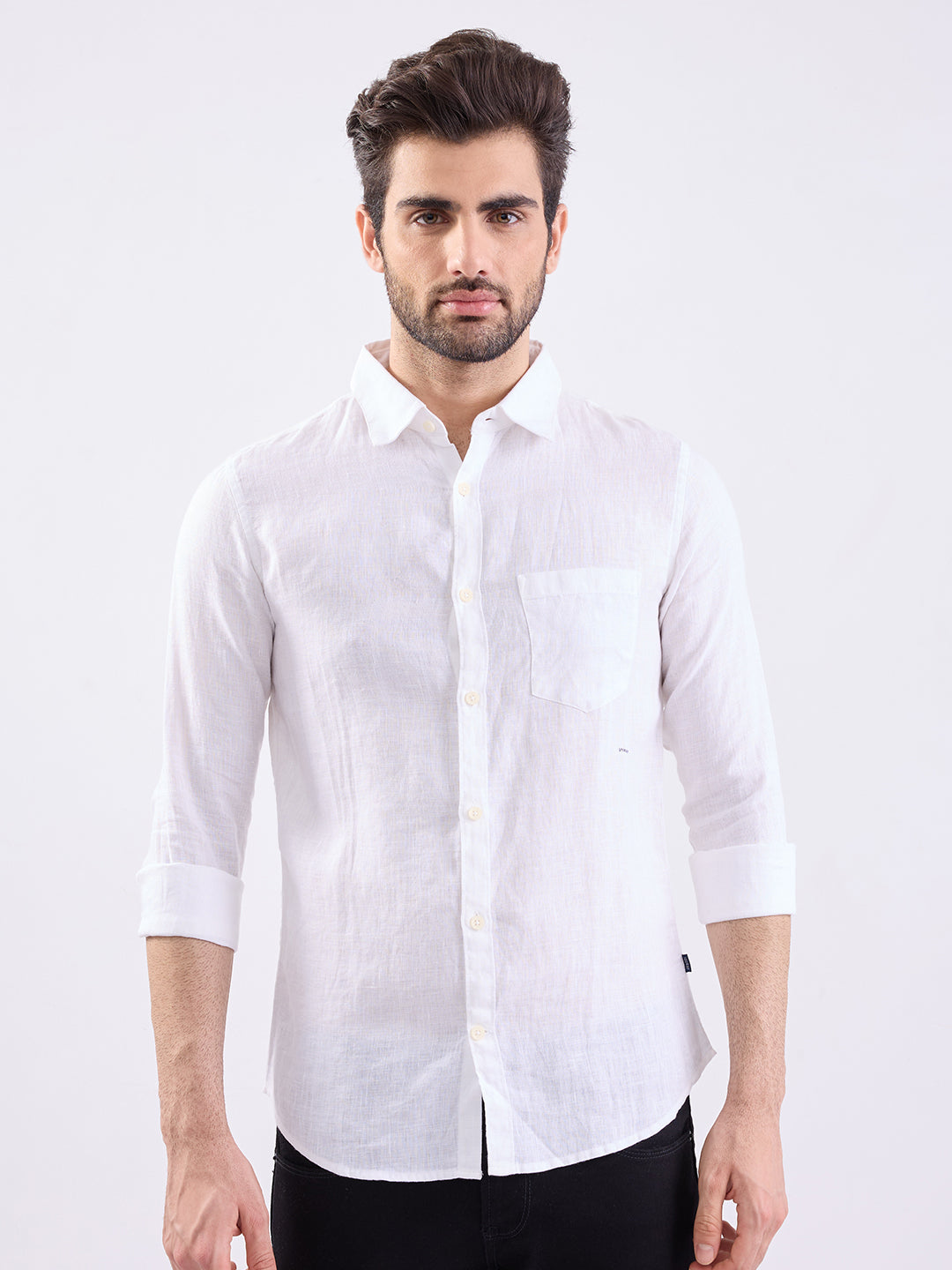 Spykar White Solid Slim Fit Shirts For Men