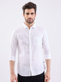 Men Shirt Solid White Slim Fit