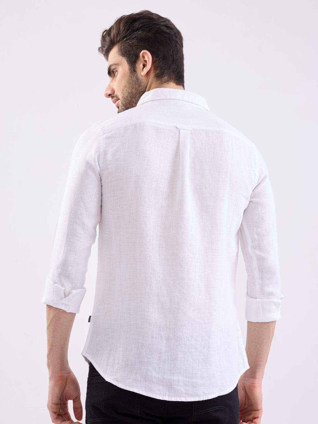 Spykar White Solid Slim Fit Shirts For Men