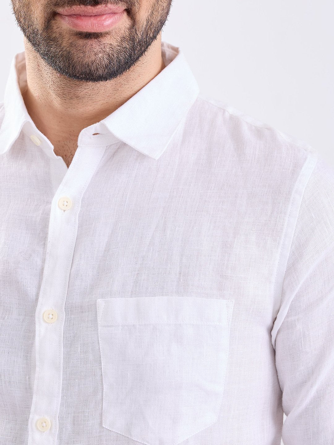 Men Shirt Solid White Slim Fit