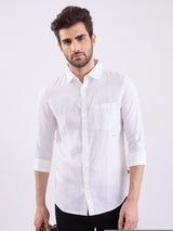 Men Shirt Solid White Slim Fit