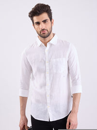 Men Shirt Solid White Slim Fit