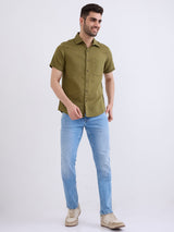 Men Shirt Green Slim Fit