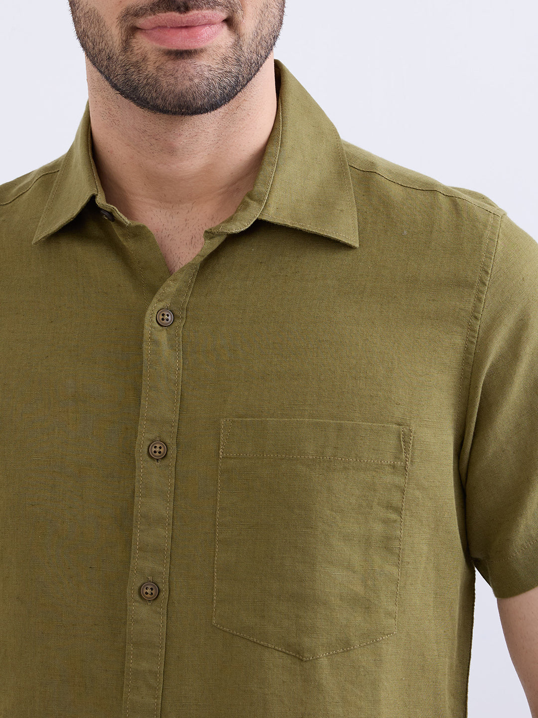 Spykar Avocado Green Slim Fit Casual Shirts For Men