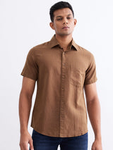 Men Shirt Brown Slim Fit