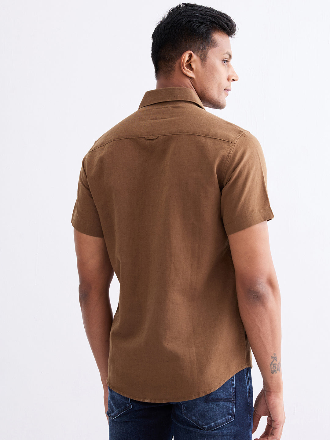Spykar Bison Brown Slim Fit Casual Shirts For Men