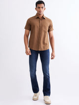 Men Shirt Brown Slim Fit