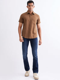 Men Shirt Brown Slim Fit
