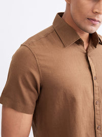 Men Shirt Brown Slim Fit