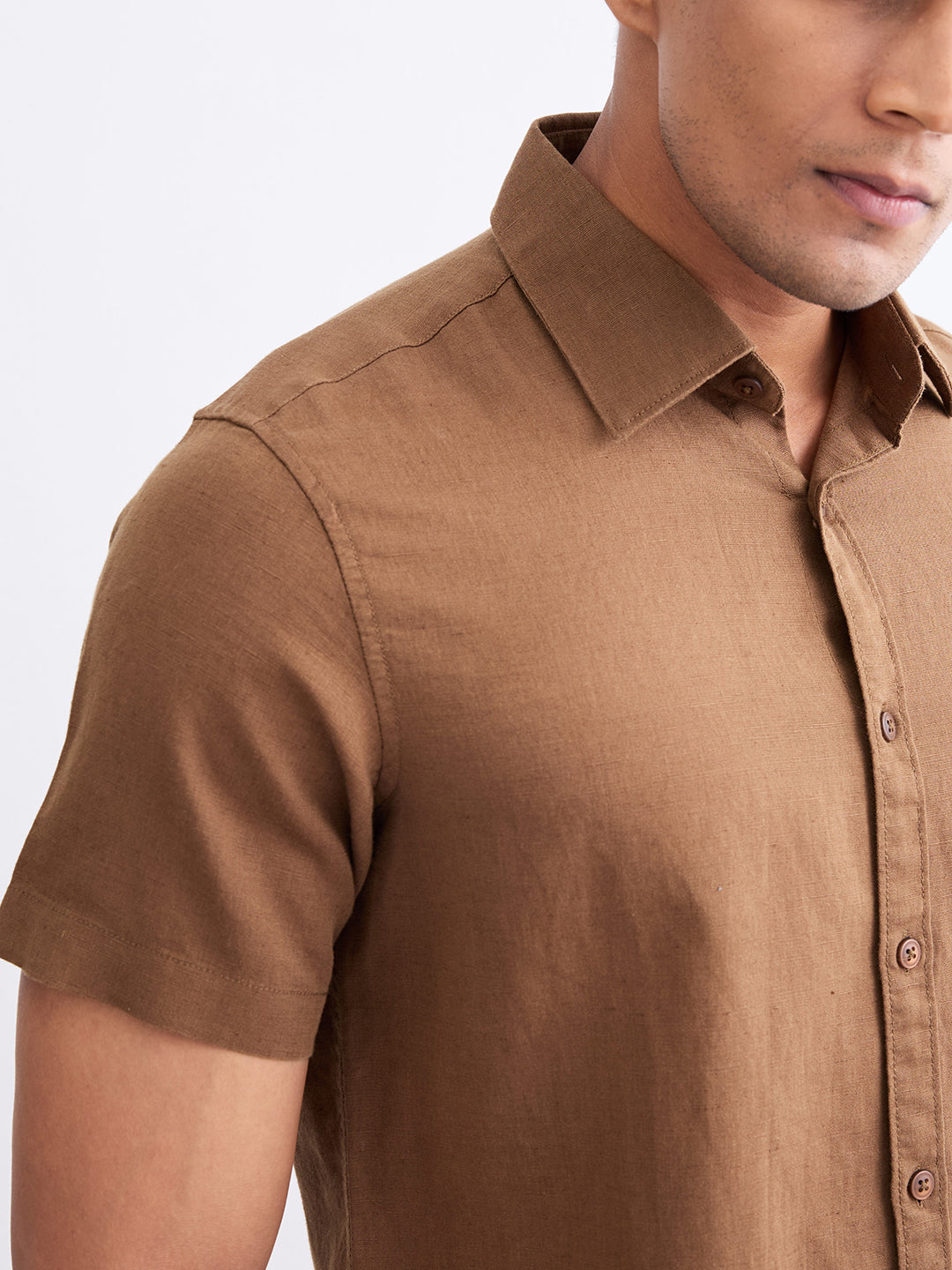 Men Shirt Brown Slim Fit