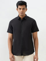 Men Shirt Solid Black Slim Fit