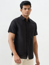 Men Shirt Solid Black Slim Fit