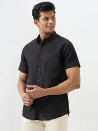 Men Shirt Solid Black Slim Fit