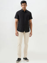 Men Shirt Solid Black Slim Fit
