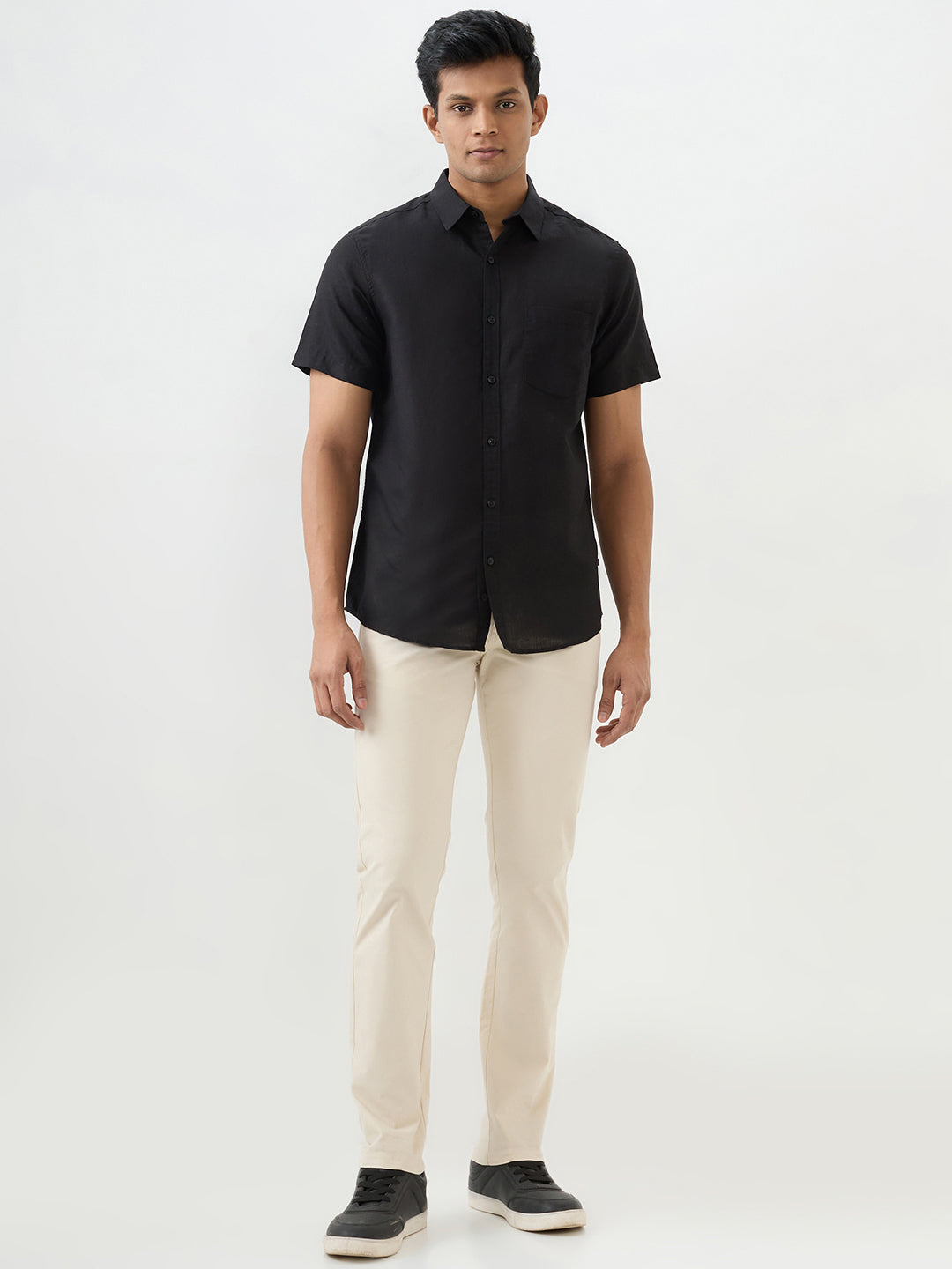 Men Shirt Solid Black Slim Fit