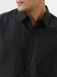 Men Shirt Solid Black Slim Fit
