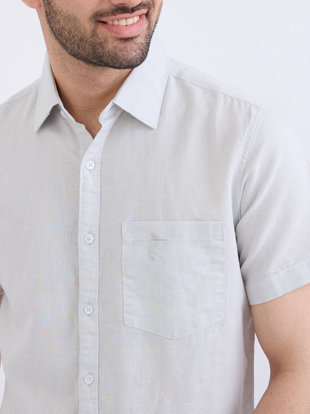 Spykar Silver Grey Slim Fit Casual Shirts For Men