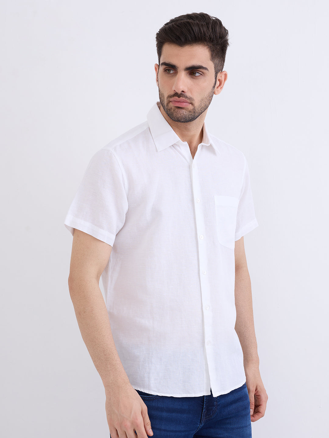 Men Shirt Solid White Slim Fit