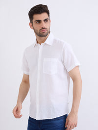 Men Shirt Solid White Slim Fit