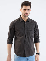Men Shirt Grey Slim Fit