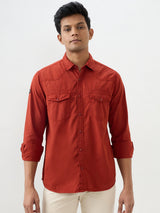 Men Shirt Rust Slim Fit