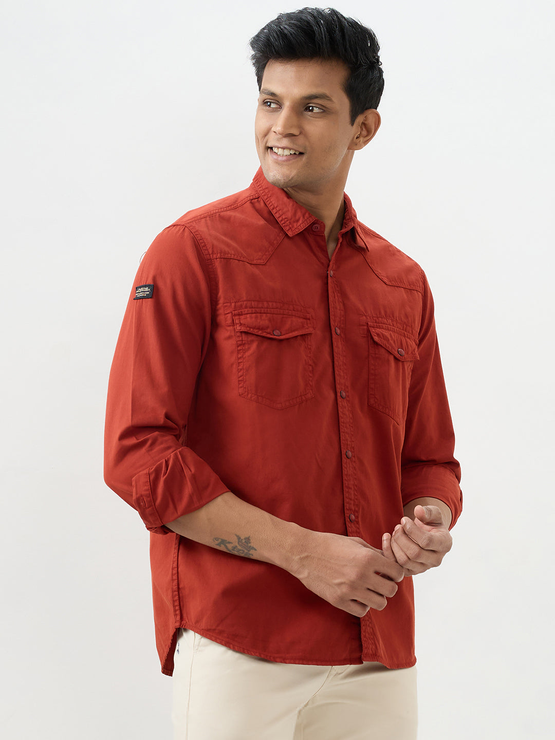 Men Shirt Rust Slim Fit