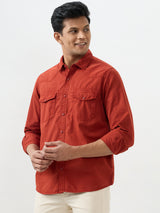 Men Shirt Rust Slim Fit