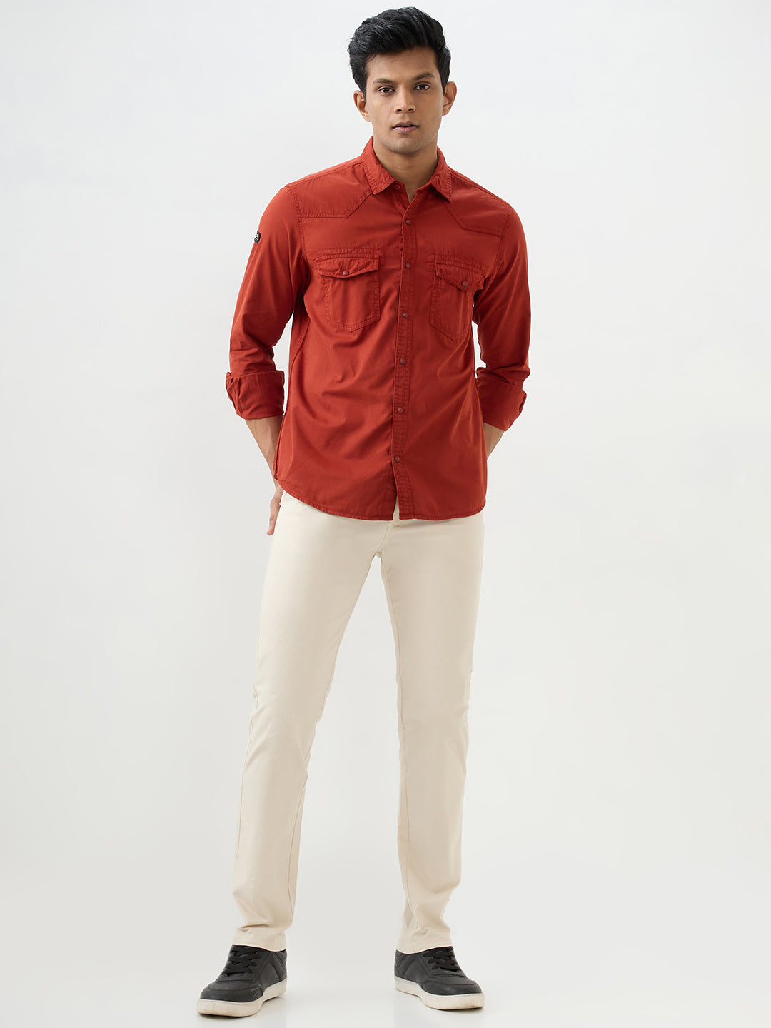 Men Shirt Rust Slim Fit