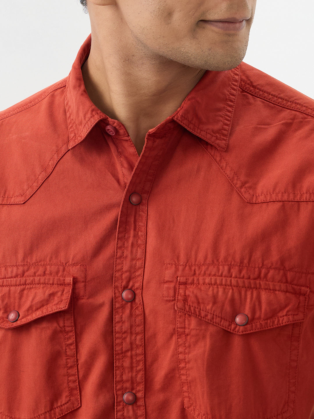 Men Shirt Rust Slim Fit