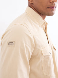 Men Shirt Beige Slim Fit