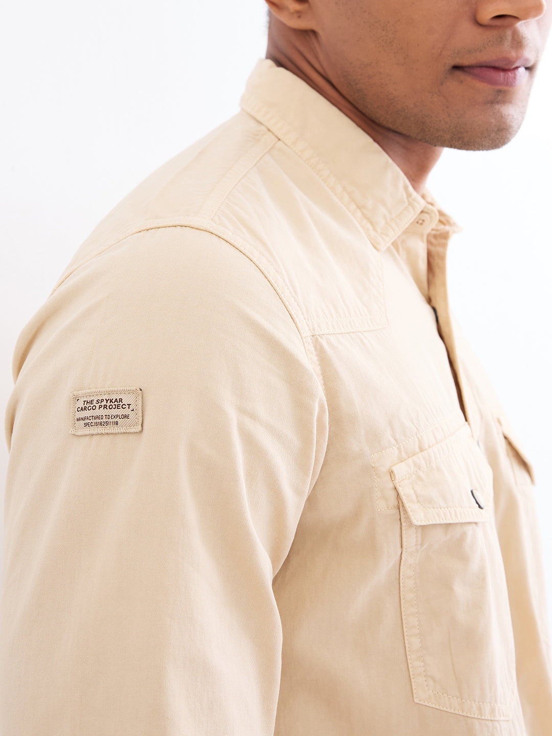 Men Shirt Beige Slim Fit