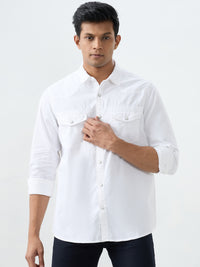 Men Shirt Solid White Slim Fit