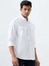 Men Shirt Solid White Slim Fit