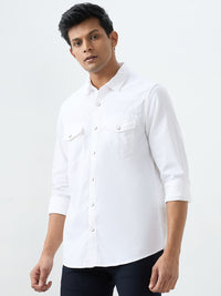 Men Shirt Solid White Slim Fit