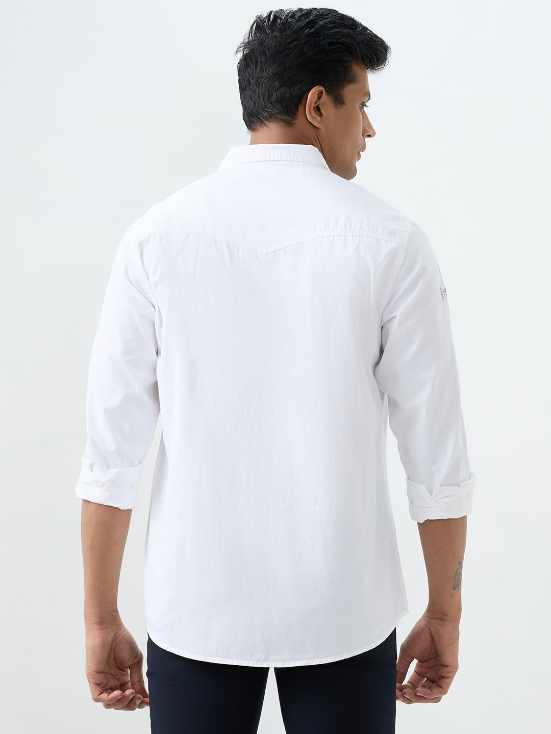 Men Shirt Solid White Slim Fit