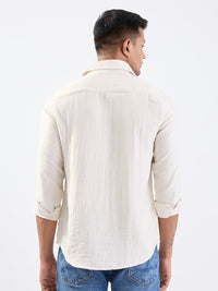 Men Shirt Beige Slim Fit