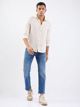 Men Shirt Beige Slim Fit