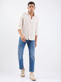 Men Shirt Beige Slim Fit