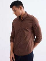 Men Shirt Brown Slim Fit