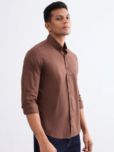 Men Shirt Brown Slim Fit