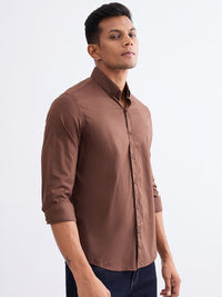 Men Shirt Brown Slim Fit