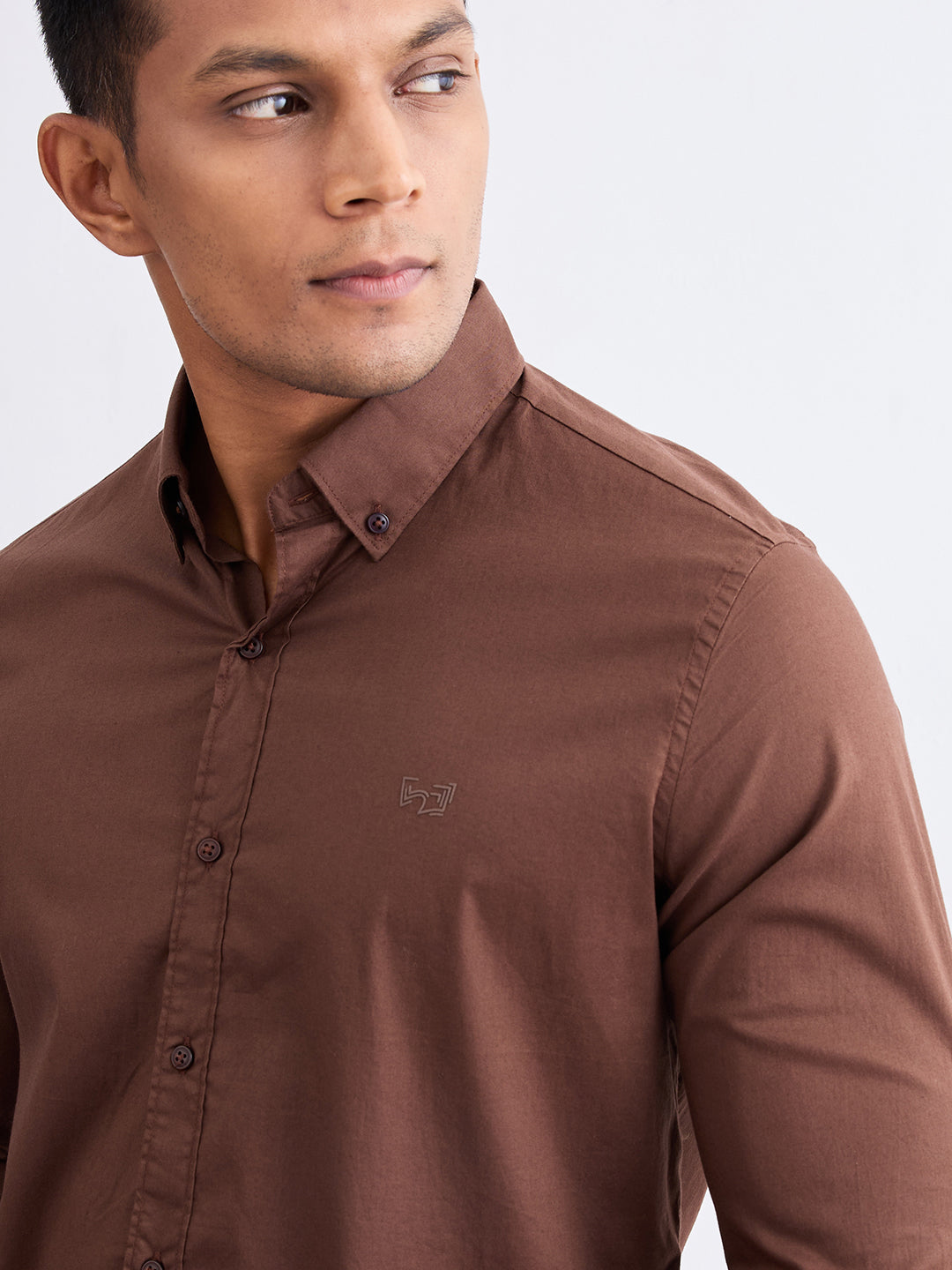 Spykar Bison Brown Slim Fit Casual Shirts For Men